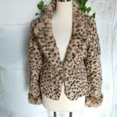 GOLDS infinity レオパード柄リアルファー ショートコート M