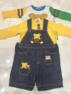 MIKI HOUSE デニムオーバーオール 3点セット