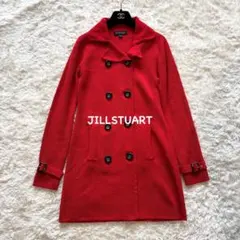JILLSTUART ニットトレンチコート ダブルブレスト レッド Mサイズのサムネイル