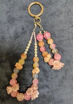 ハンドメイド フラワーモチーフ ストラップ