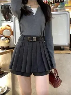 Dazy パンツ キュロット 起毛 厚手 グレー ミニ Y2K 海外ガール