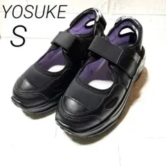 ヨースケYOSUKE厚底スニーカーメリージェーンストラップベルクロ S 黒