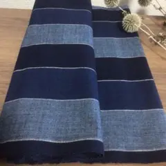 古布藍染浅葱染め　時代物布団皮一広　手織りハンドメイド用