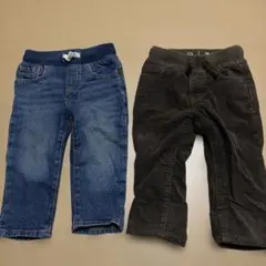 デニムとコーデュロイのボトムスセット