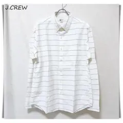 訳あり 2010s J.CREW ストライプ ボタンダウンシャツ L ホワイト