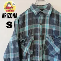 USA古着 ARIZONA ネルシャツ　S グレー　ブルー　チェックのサムネイル