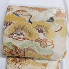 袋帯　金糸　鶴模様　梅花　松　扇模様　着物　101t