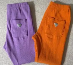リブ編み長ズボン オレンジ 紫 120 ２枚セット