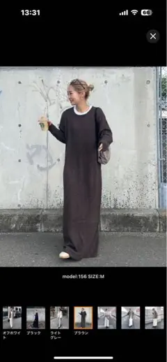 CIAOPANIC TYPY ウール混クルーネックニットワンピース　ブラウンM