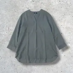 【UNIQLO】スキッパーシャツ カーキ M レーヨンブレンド ブラウス