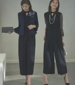 ノーカラージャケット＆オールインワンスーツ2点セットアップ　結婚式　七五三
