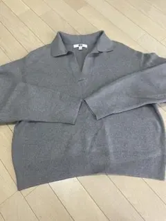 UNIQLO スムースコットンリラックスポロセーター グレー S
