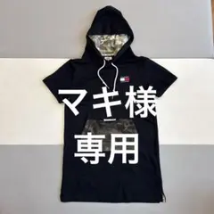 TOMMY JEANS フード付き半袖トレーナー M ブラック 迷彩