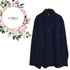 【ユニクロ】UNIQLO♡長袖シャツ【L】 オフィス♡通勤♡シンプル♡ネイビー