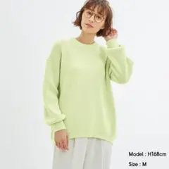 GUジーユー/コットンブレンド オーバーサイズセーター クルーネックニット M