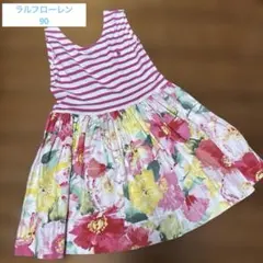Ralph Lauren 花柄　ボーダーワンピース ピンク24M 90のサムネイル
