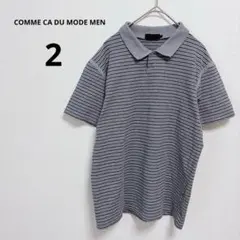 コムサデモードメン ストライプ ポロシャツ グレー 半袖 ボーダー シンプルのサムネイル