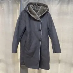 GLOBAL WORK アウター グレー フード付きムートンコート