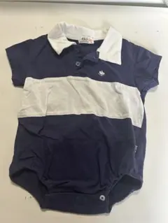 POLO ロンパース　ネイビー ホワイト ポロシャツ風　ラガーシャツ風　ポロ