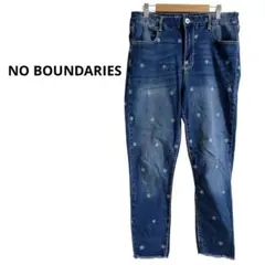 美品❤️NO BOUNDARIES 【F】花柄刺繍デニムパンツ　個性的な