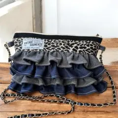 ハンドメイド　デニムリメイク　サコッシュ　ショルダーバッグ　デニム　バッグ