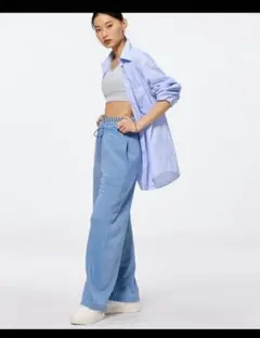 GU ウォッシュドスウェットバレルレッグパンツ Lサイズ