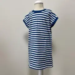 キッズ 半袖 ボーダーワンピース130cm ブルー 青 韓国子供服