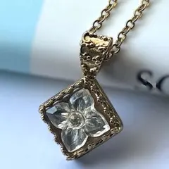 ヴィンテージ クリアフラワーネックレス 〜ゴールド×クリア JBB インタリオ