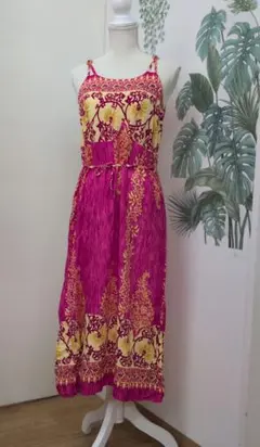 chacha様　専用　キャミワンピース 　リゾートドレス　ピンク　エスニック花柄