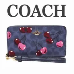 新品❤️COACH コーチ 長財布 花柄 フローラル レザー ネイビー - メルカリ