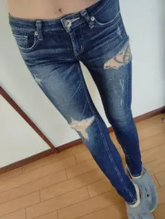 ジェイダ サイドリップドスキニーデニムパンツ