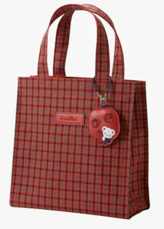【新品未使用】familiar チェック柄トートバッグ小　ファミリア　赤