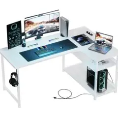 GTRACING ゲーミングデスク パソコンデスク L字 ホワイト