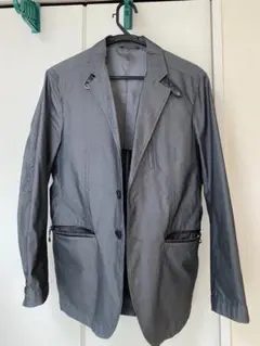 グレー テーラードジャケット ジッパーポケット付き