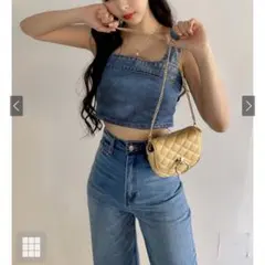 ビスチェXワイドパンツデニムセットアップ[gm604]