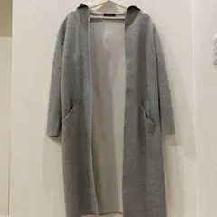 GREEN LABEL RELAXING グレー フード付きロングカーディガン