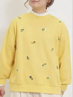 【セール】サマンサモスモス　花柄刺繍スウェット　イエロー