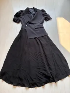 一度のみ使用　ロイヤルパーティー　プリーツ半袖ジャケットワンピース　FSサイズ