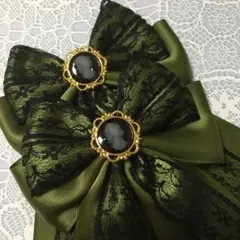 量産型 カメオ ヘアクリップ 姫リボン♡森のティータイム♡