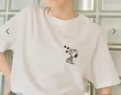 PEANUTS スヌーピー刺繍 ワンポイント 半袖 Tシャツ Mサイズ