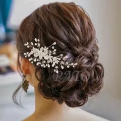フラワー ビジュー ヘアピン ヘッドドレス★ウェディングブライダル結婚式 ボンネ