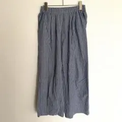 Samantha Mos2 ストライプ ワイドパンツ ブルー F 綿麻 ゴム