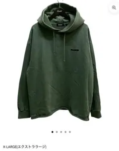 XLARGE グリーン フード付きパーカー