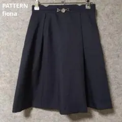 PATTERN fiona ネイビー プリーツスカート リボン付き