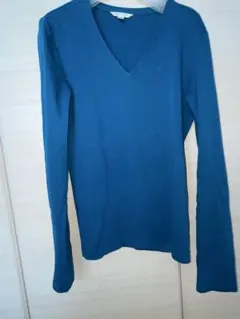 ユニクロ UNIQLO Vネック 長袖カットソー ブルー S シンプル インナー