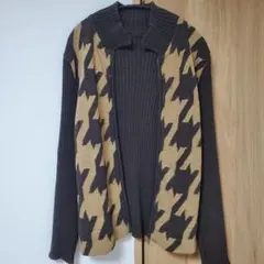 ハウンドトゥース柄ジッパーカーディガン　M　COMME CA DU MODE
