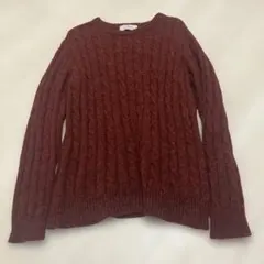 33 Degrees バーガンディ ニットセーター Mのサムネイル