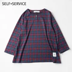 【美品】SELF+SERVICE チェック柄 ヘンリーネックチュニック XLのサムネイル