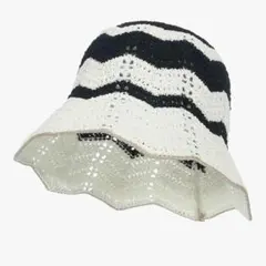 [66]新品未使用 ストライプ バケットハット ブラック/ホワイト