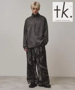 【tk.TAKEO KIKUCHI スエード調 ハーフジップカットソー】